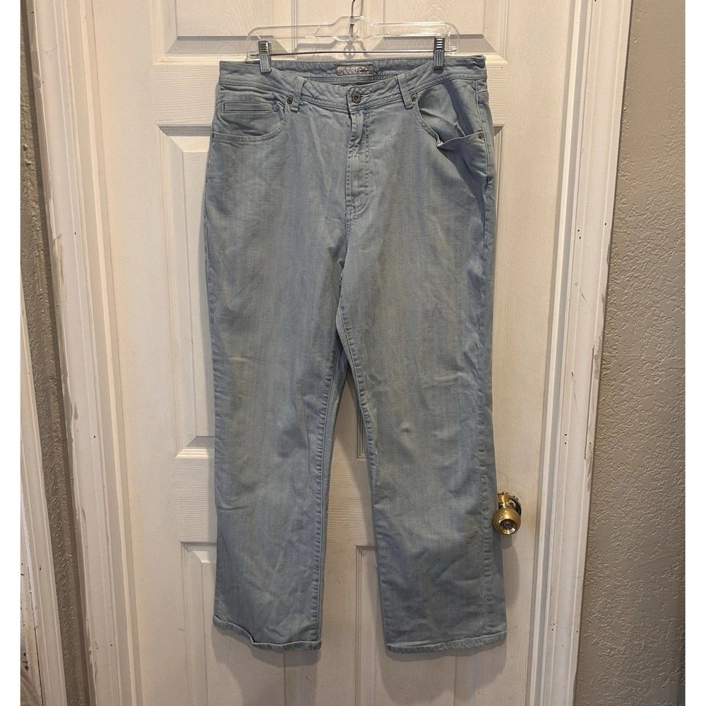 Chico's Platinum Light Wash Straight Leg Stretch Jeans Women Sz 16 Regular